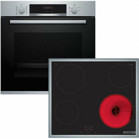 BOSCH HBA534ES4 & PKE645BA2E 71 Lt Inox Eντοιχιζόμενο Σετ Φούρνος και Εστία